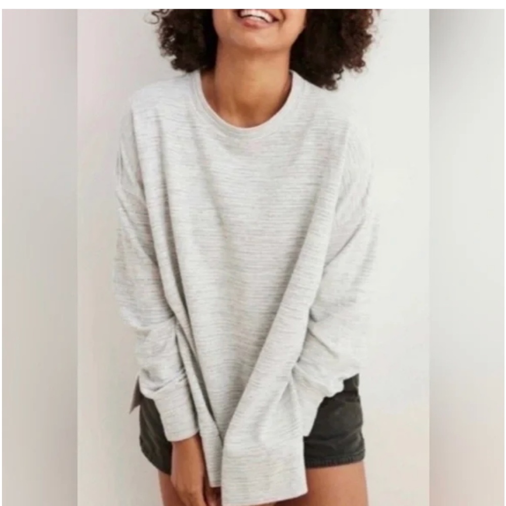 aerie‎ Oversized Summer Desert Sweatshirt in Marled Grey Size Medium